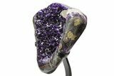 Amethyst Geode w/ Calcite on Metal Stand - Uruguay #306879-3